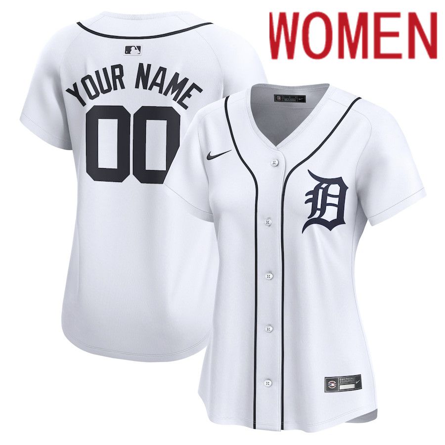Women Detroit Tigers Nike White Home Limited Custom MLB Jersey